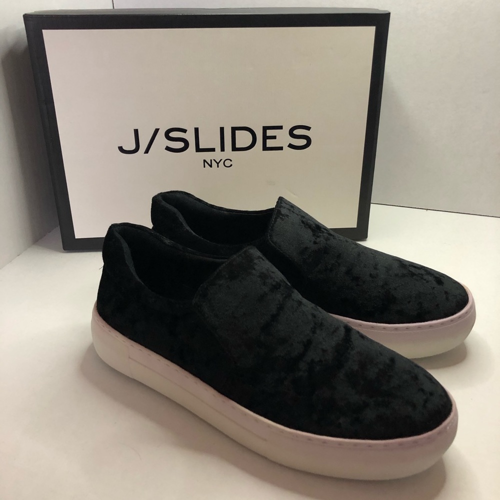 J/Slides🖤Acer Black Velvet Platform Slip on Sneakers